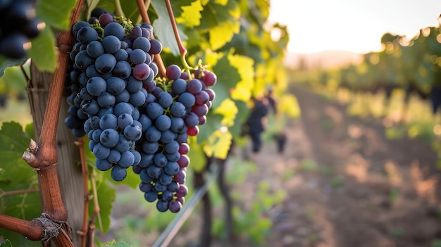 Uvas maduras que crecen en el viñedo