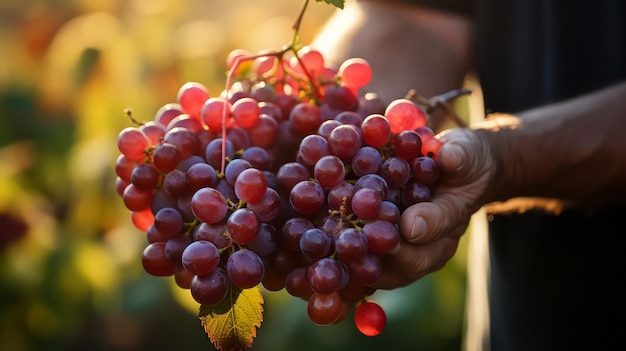 uvas nas mãos