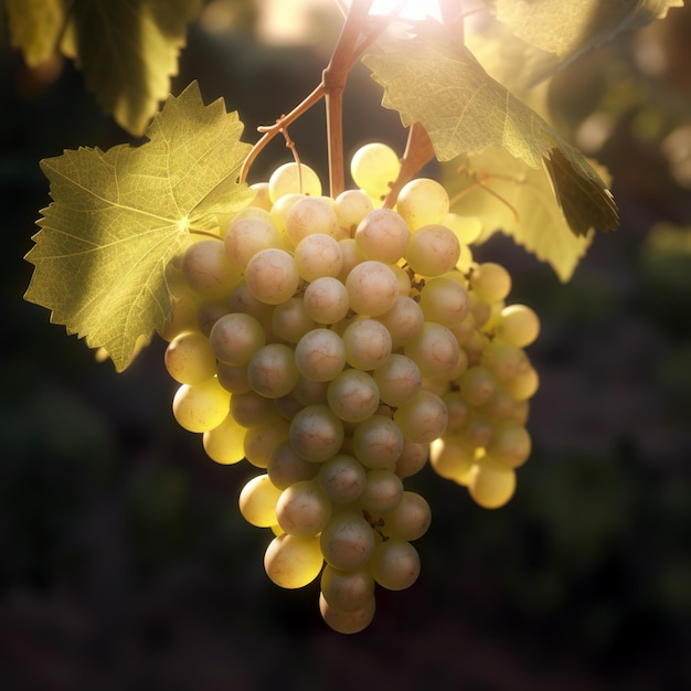 Uvas para vinho branco na videira