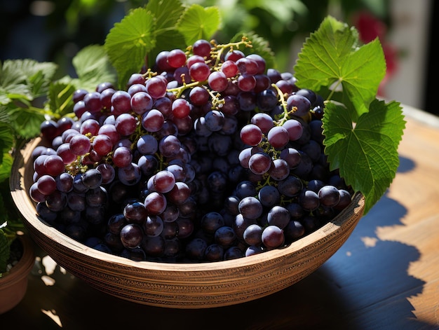 Uvas realistas Imagen cautivadora de uvas recién cosechadas IA generativa