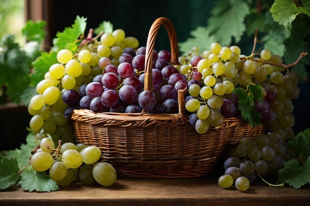 Uvas rojas maduras frescas en viñedos Racimo de uvas en primer plano del viñedo Uvas maduras en el sunli