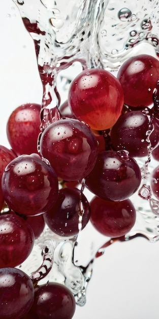 uvas rojas con salpicaduras