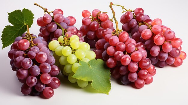 Foto las uvas rojas y verdes sobre un fondo blanco