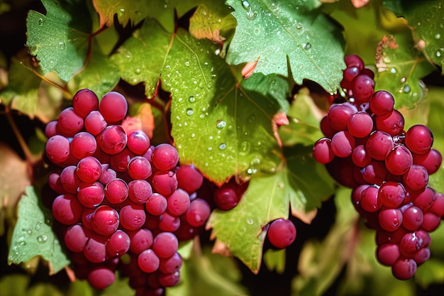 uvas rojas en el viñedo