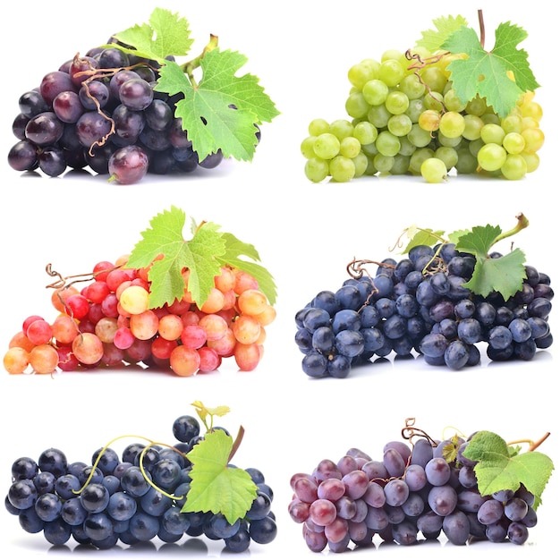Uvas sobre un fondo blanco.