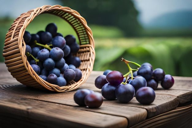 uvas sobre una mesa con un fondo verde