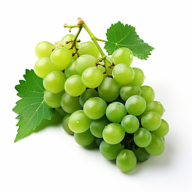 Uvas verdes maduras uvas aisladas en blanco Profundidad total del campo