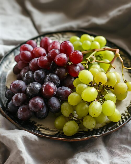 Foto uvas verdes y rojas en tela