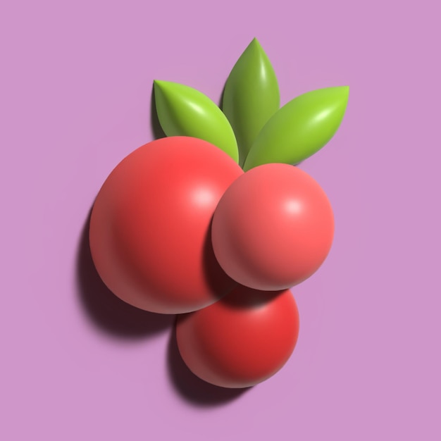 Uvas vermelhas legumes frutas renderização 3d para renderização de modelo 3d de comida saudável