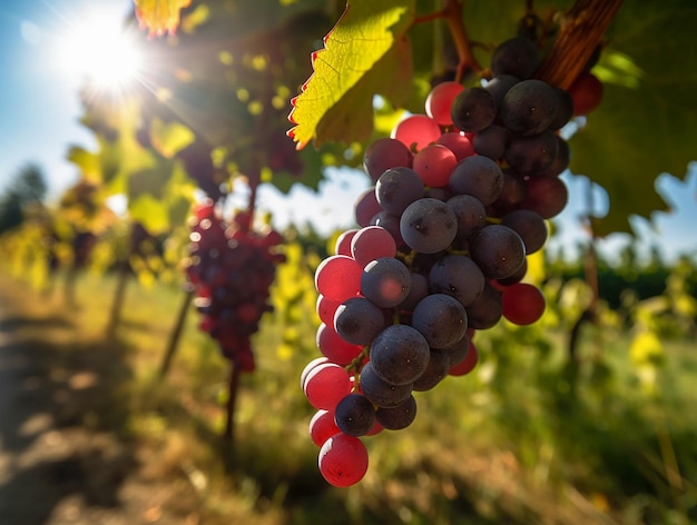 Uvas en una vid al sol