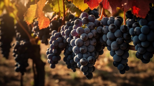 Uvas en una vid al sol