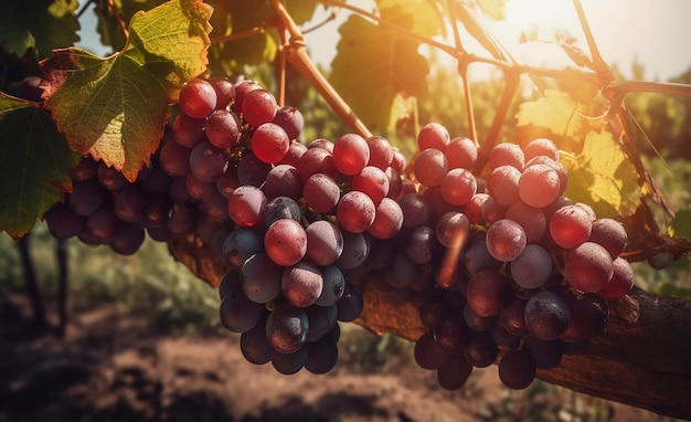 Uvas en una vid en el viñedo