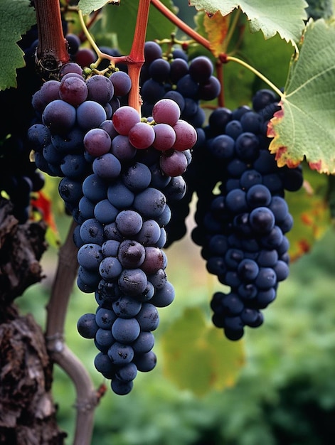 Uvas en una vid en un viñedo