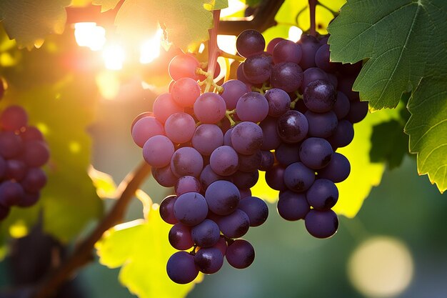 Las uvas de los viñedos salpicadas por el sol son una delicia