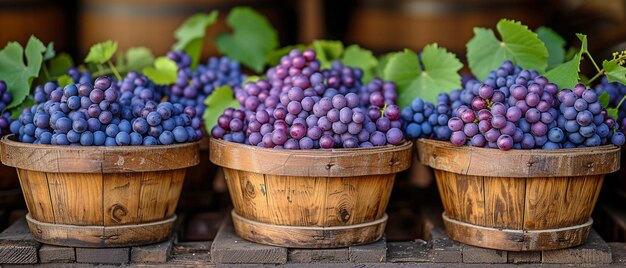 Foto uvas para el vino en cestas