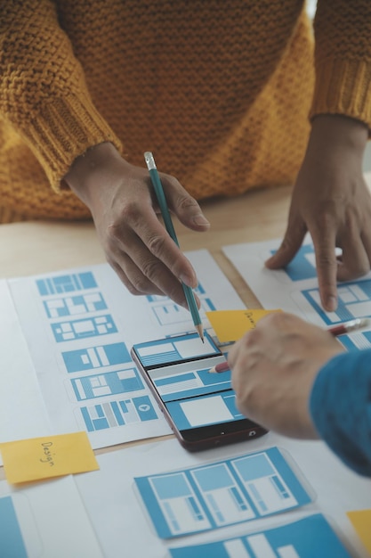 Ux Diseñador gráfico Diseño de bocetos creativos Desarrollo de procesos de aplicaciones Prototipo de estructura alámbrica para teléfono móvil web Concepto de experiencia de usuario