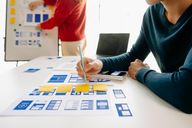 UX diseñador gráfico planificación aplicación proceso desarrollo prototipo estructura alámbrica para web teléfono inteligente Agencia de desarrollo digital creativaxA