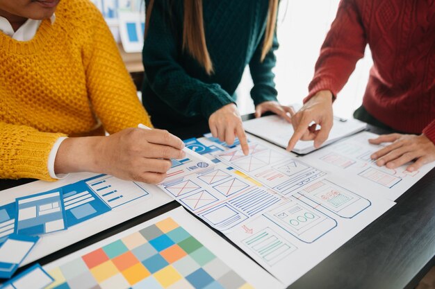 UX diseñador gráfico planificación aplicación proceso desarrollo prototipo estructura alámbrica para web teléfono inteligente Agencia de desarrollo digital creativaxA