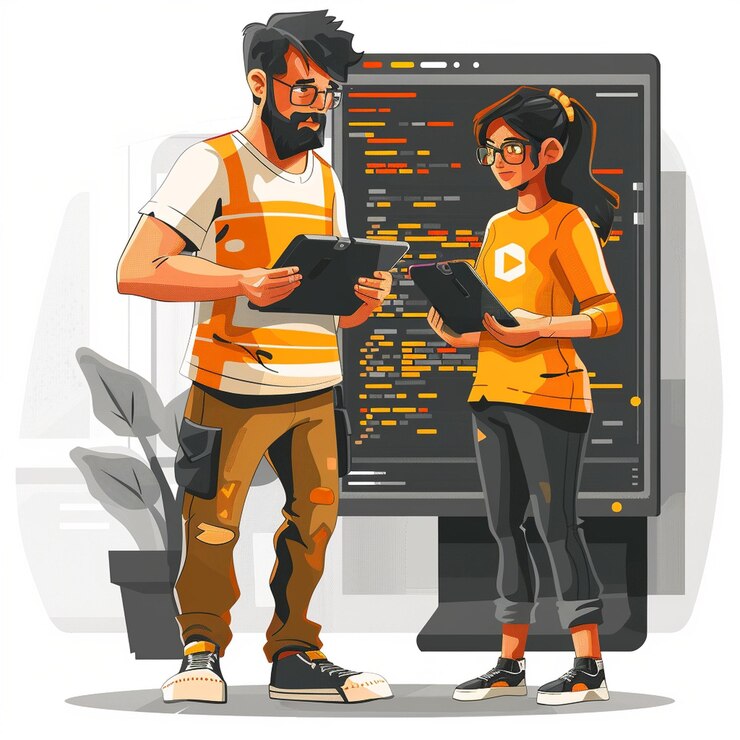 Foto ux diseñador ingeniero de software en un dibujo vectorial