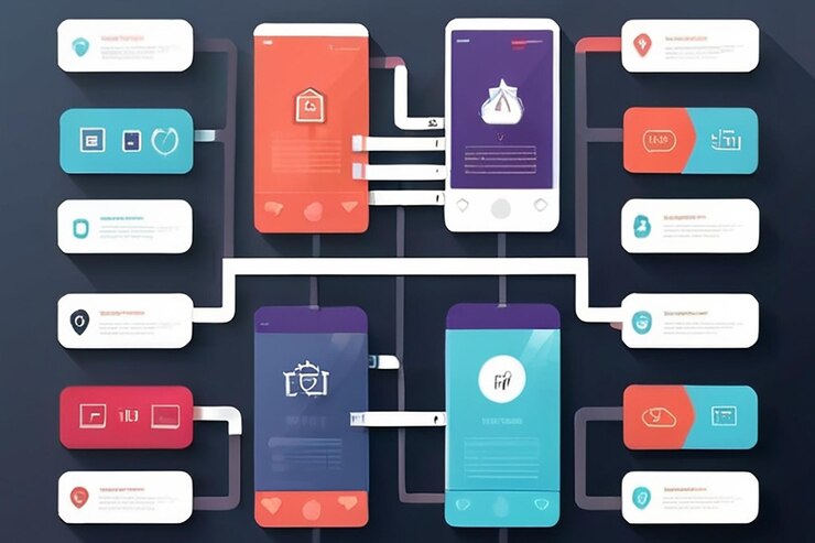 Foto ux flowchart desenvolvimento de aplicações design de protótipos conceito de experiência do usuário