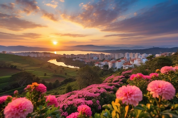 V da lat ciudad al atardecer la ciudad de la eterna primavera flores amor y café hermoso destino turístico en