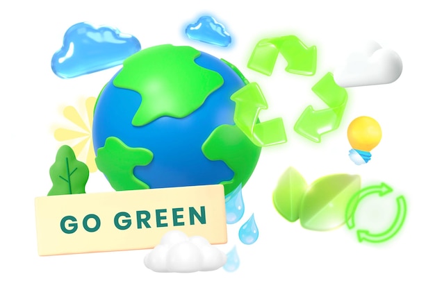 Vá png verde elemento de palavra 3d remix fundo transparente