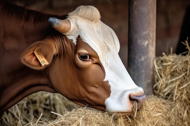 Vaca come feno na fazenda Gado bovino mamífero perde carne Gerar Ai