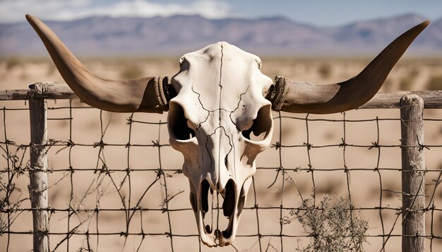 una vaca con cuernos y una vaca detrás de una valla