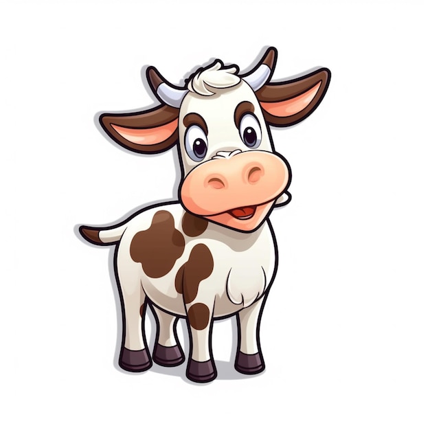 vaca de dibujos animados con una mirada de sorpresa en su rostro ai generativo