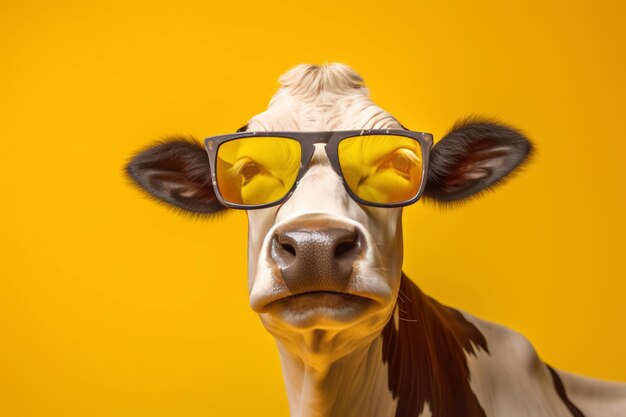 Una vaca elegante con gafas de sol