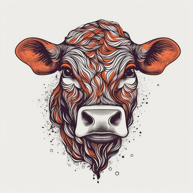 Vaca em fundo branco Logo Generative AI