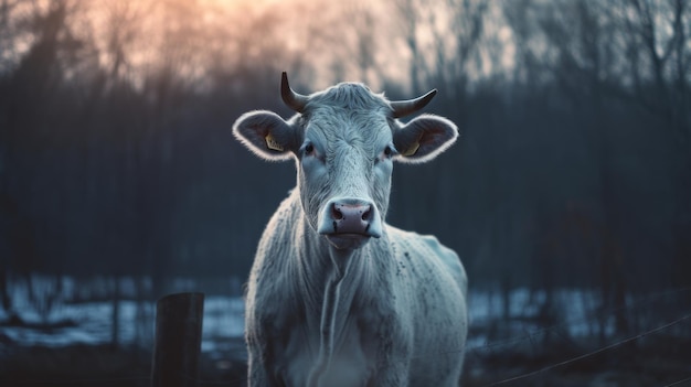 La vaca está al aire libre Hermosa imagen de ilustración AI generativa