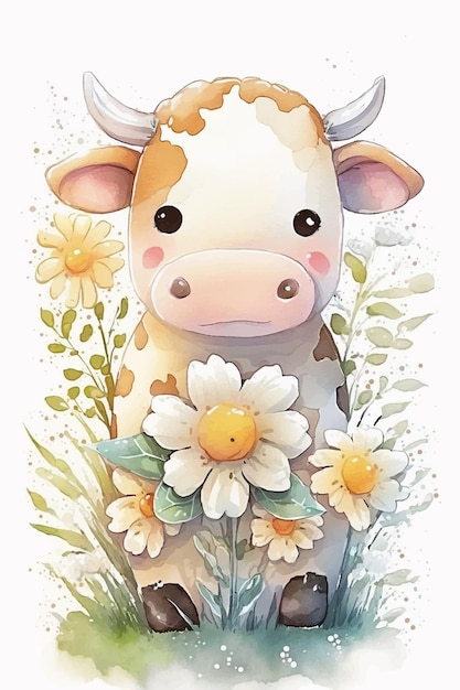 Una vaca con flores y una vaca.