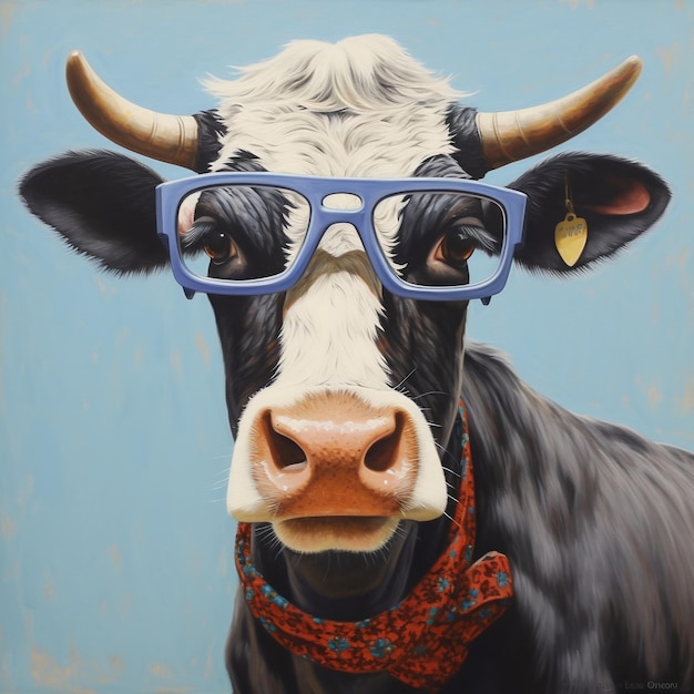 Vaca con gafas IA generativa
