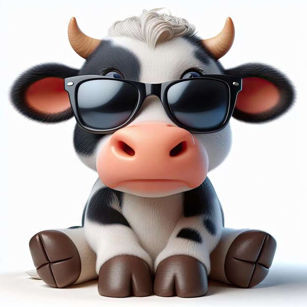 Foto una vaca con gafas de sol y un par de gafas de sol con una vaca con gafas de sol