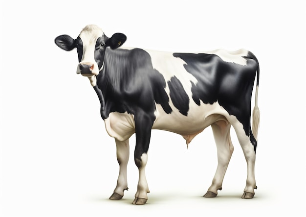 Vaca Holstein aislada sobre fondo blanco