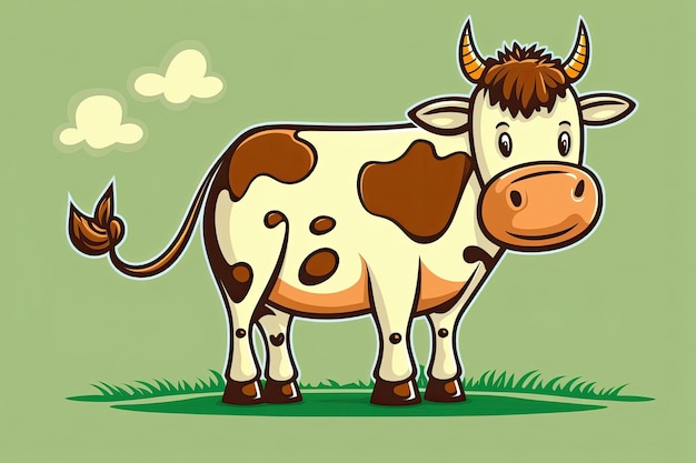 Vaca Holstein pastando en un exuberante pasto verde IA generativa
