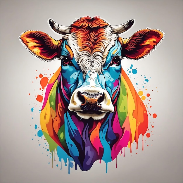 Una vaca para imprimir en colores generados por IA