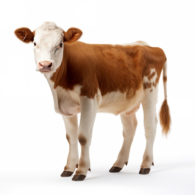 Foto vaca joven aislada sobre un fondo blanco