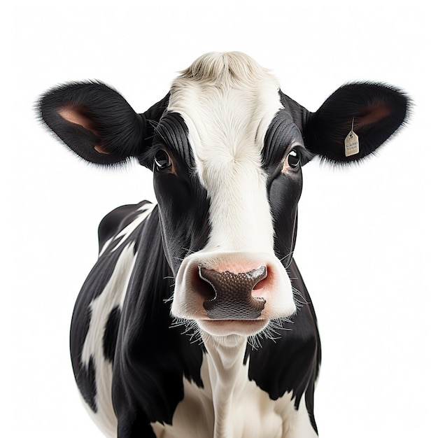 Foto vaca leiteira animal isolada na imagem gerada por ia de fundo branco