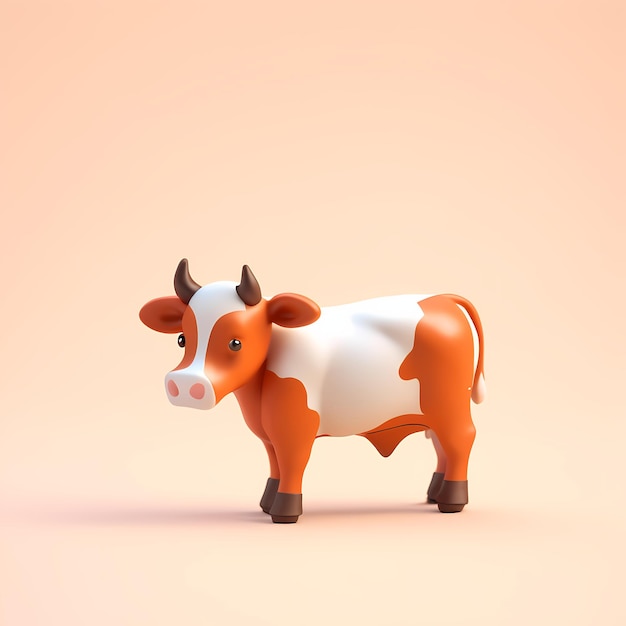 una vaca linda en dibujos animados en 3D