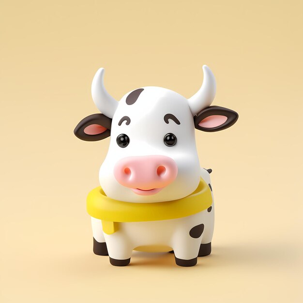 una vaca linda en dibujos animados en 3D