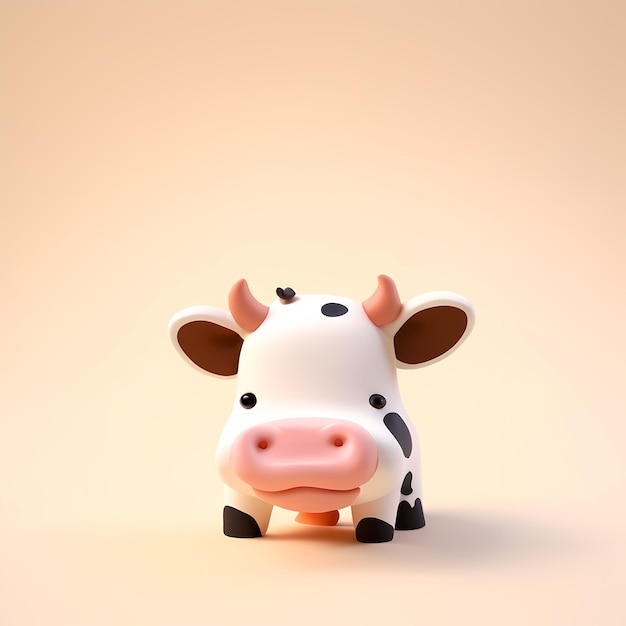 una vaca linda en dibujos animados en 3D