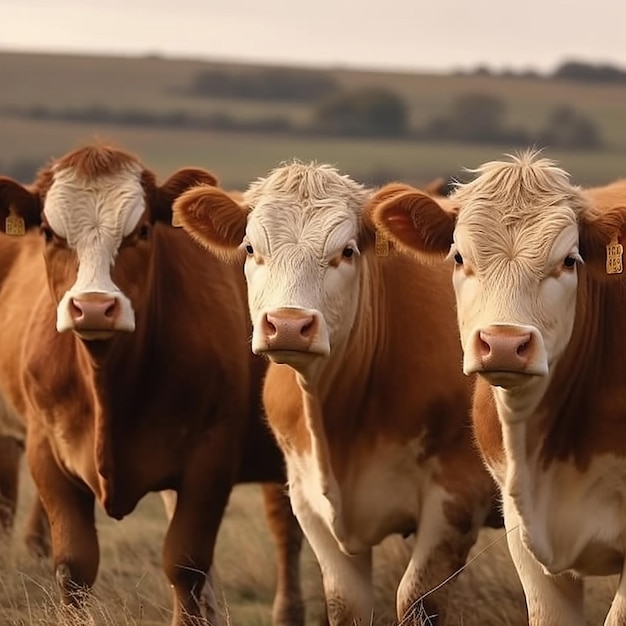 Una vaca marrón con una etiqueta en la oreja