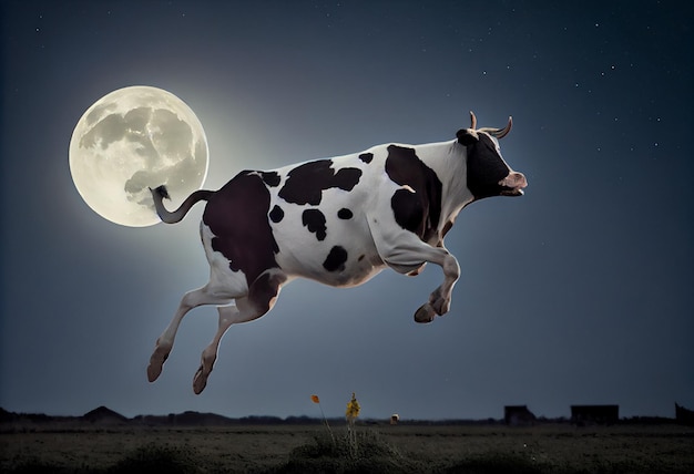 Vaca salta sobre la luna Generar Ai