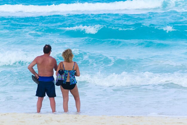 De vacaciones en la playa del Mar Caribe.