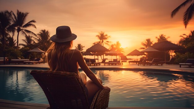 Foto vacaciones de verano en un hotel de playa de lujo