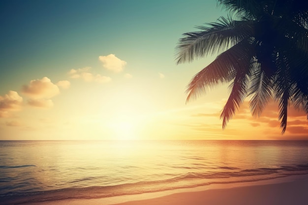 Vacaciones de verano playa tropical con cielo azul y mar para relajarse playa panorámica IA generativa
