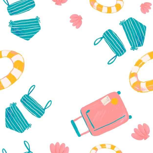 Las vacaciones de verano png marco doodle ilustración fondo transparente