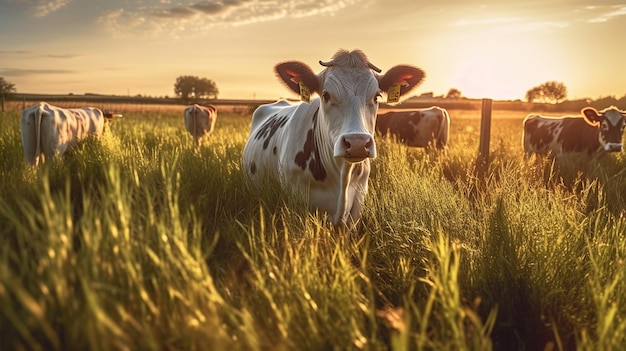 Vacas al atardecer IA generativa